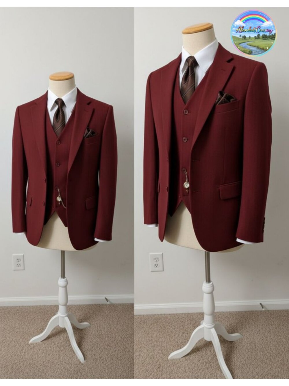 Men's 3 Piece Tweed Suit Herringbone Blazer Vest Pants Set